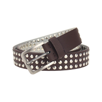 Ceinture en cuir PU marron à clous style punk, pour la vente en gros et la distribution, idéale pour jeans, disponible en vrac