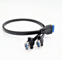 Placa base de 30cm, 20 pines a doble USB3.0, Cable de extensión de datos hembra con orificio de tornillo, Cable de datos de chasis de Panel frontal IDE 20p