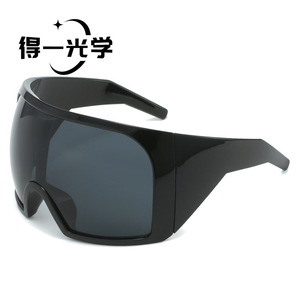 Large Frame Wraparound Sunglasses Black PC Lens UV400 Protection Outdoor Sports <b>Eyewear</b> - Product Image 1