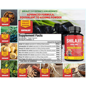 Suplemento Shilajit del Himalaya para Hombres y Mujeres, 90 Cápsulas con Ashwagandha, Ginseng, Saw Palmetto, Maca, <span class=keywords><strong>Tribulus</strong></span>, Chaga y Pimienta Negra - Product Image 2