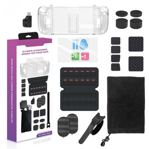 Kit Tideseer Steam Deck 19-en-1 : Étui Noir Cristal + Autocollant Écran Tactile + Tapis en Silicone + Film Trempé + Serre-câble - Product Image 1