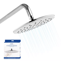 Pomme de douche à angle réglable de 23cm-Douche de pluie moderne en plastique ABS chromé mur rond fixe facile à installer pour salle de bain (Offre Spéciale)