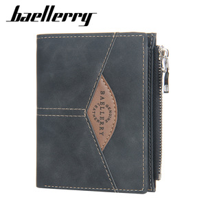 Baellerry Men's Short <b>Wallet</b> PU Leather Vertical Multi Card Slot Zipper Bill <b>Holder</b> Fashion Geometric Pattern - Product Image 1