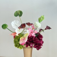 Centre de table de mariage artificiel de luxe en orchidée papillon bordeaux et hortensia, fait main, réutilisable, respectueux de l'environnement, ZIKE FLOWER