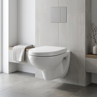 WC suspendu en céramique à double chasse avec réservoir encastré, couvercle de siège et accessoires de salle de bain