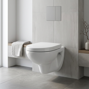 Sanitaire Céramique Salle de bain Accroché au mur Commode Toilette Eau Placard Siège avec double système de rinçage, raccords et couvercles - Product Image 1