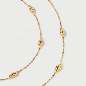 Mode personnalisée plaqué laiton 18k <span class=keywords><strong>or</strong></span> petite boule Double empilée longue chaîne de pull pour femme - Product Image 6
