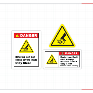 ป้ายเตือนความปลอดภัยสายพานหมุน ระวังอันตรายจากเครื่องจักรอุตสาหกรรม ห้ามเข้าใกล้ ปิดล็อคก่อนการบำรุงรักษา - Product Image 3