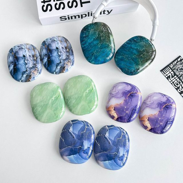 New Marbling Design Silicone Soft TPU Protective Case for Airpods Max Wireless Headphone Earphone Accessories Clear Cover Shell