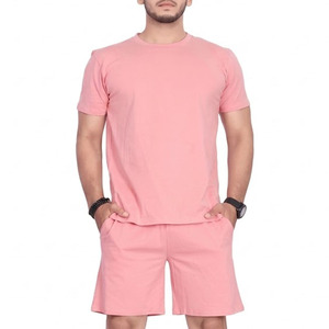 Ensemble T-shirt et short pour homme, design personnalisé, vente en gros, respirant, couleur unie, en coton, prix bas - Product Image 1