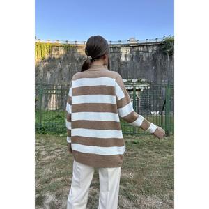 เสื้อสเวตเตอร์ถักลายคาเมลสำหรับผู้หญิง แขนยาว สวมใส่สบาย ไม่เป็นขุย อุ่นสบายสำหรับฤดูหนาว - Product Image 1