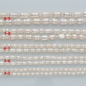 2-10mm gạo nuôi cấy lỏng ngọc trai nước ngọt hạt trắng tự nhiên nước ngọt Ngọc Trai sợi Baroque bán buôn đối với trang sức làm - Product Image 2