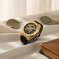 Montre mécanique pour homme de 41 mm avec bracelet en silicone transparent squelette, style sport et mode, aiguilles lumineuses, haute qualité, charme et luxe