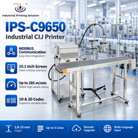 Machine de codage à jet d'encre industrielle IPS-C9650, imprimante à jet d'encre CIJ, imprimante CIJ 5 lignes, jusqu'à 285 m/min, hauteur d'impression de 1,8 à 15 mm, code-barres