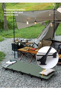 Lit de camping pliable portable en alliage d'aluminium et tissu Oxford respirant avec sac de rangement pour voyages en plein air - Product Image 2