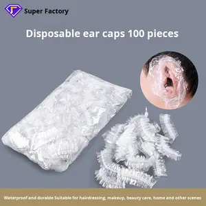100 pièces/sac capuchons d'<span class=keywords><strong>oreille</strong></span> jetables épaissis en plastique PE housses de protection des oreilles - Product Image 6