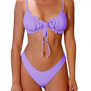 Bikini Push-Up Sólido de Micro Tanga Transpirable de Dos Piezas con Aros y Servicio OEM - Product Image 4