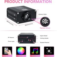 Kit de Luces de Fibra Óptica RGBW para Techo de Auto y Hogar, 16W, con Activación por Sonido y Control Remoto por Aplicación, Luces de Estrellas