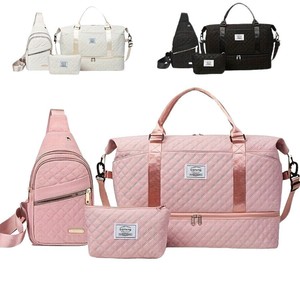 Travel <b>Bag</b> 3PCS Set Mommy <b>Bag</b> Korean Style Quilted Lattice Large Capacity Portable Storage Luggage <b>Bag</b> Sports Gym Duffle <b>Bag</b> - Product Image 4