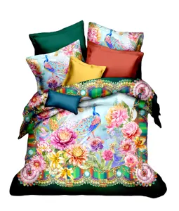 Beautiful flower 100% cotton king size quilt cover set