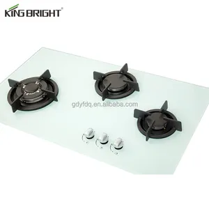 Kingbright Bếp Nấu Bằng Thủy Tinh Màu Trắng Dòng Parabol 86Cm Bếp Gas Ý 3 Bếp Ga Tích Hợp