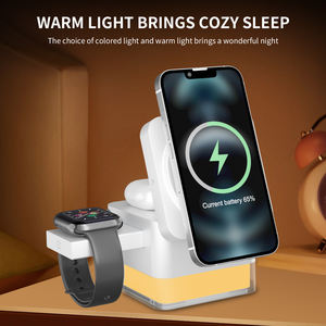 Producto más vendido <span class=keywords><strong>Gadgets</strong></span> de viaje Cargador inalámbrico plegable 3 en 1 para <span class=keywords><strong>iPhone</strong></span> 15 Pro Max Night Light Powerbank Dormitorio personalizado - Product Image 3