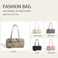 Sac à bandoulière de luxe minimaliste en cuir véritable pour femme 2026 – Sac sous le bras tendance en cuir de vachette avec pochette à monnaie détachable et breloque
