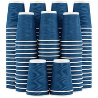 Gobelets à café jetables en papier, double paroi isolée, style ondulé en kraft, anti-fuite, antidérapant pour