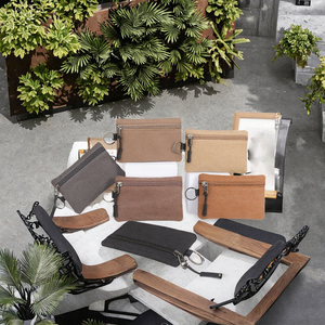 Durable Vintage Foldable Canvas Zipper Portable Cosmetic Bag Coin <b>Purse</b> Letter Pattern <b>Key</b> Card Storage Reusable Eco-Friendly - Product Image 2