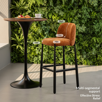 Tabouret de bar moderne de luxe nordique en tissu, avec dossier rembourré confortable, pour îlot de cuisine ou comptoir de restaurant