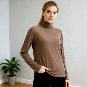 Maglione a <span class=keywords><strong>Collo</strong></span> <span class=keywords><strong>Alto</strong></span> da <span class=keywords><strong>Donna</strong></span> alla Moda, Casual, Vestibilità Regolare, in Spandex, Anti-Pilling, Maniche Lunghe, Resistente alle Pieghe, Tinta Unita - Product Image 3