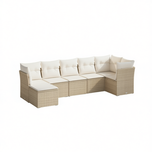 Conjunto de Sofás de Jardín, Color Beige, Ratán PE, Estructura de Acero, 6 Plazas, Muebles de Exterior, Diseño Premium - Product Image 1
