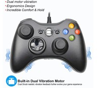 Manette de jeu filaire noire PC/USB avec vibration et gyroscope six axes pour console 360