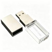 Flashdisk USB Kristal Logam 3D Laser Logo Kustom Grosir 4GB 8GB 16GB 32GB 64GB 128GB USB 3.0 Memory Stick Hadiah Promosi