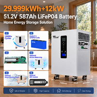 Plus de 10 000 cycles, 29 999 kWh LiFePO4 ESS, onduleur triphasé 12 kW, 51,2 V 587 Ah, cellules de batterie de qualité A+, BMS 300 A intégré