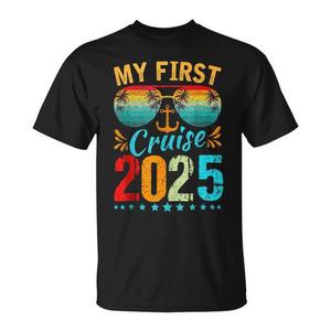 T-shirt unisexe pour adulte « Ma première croisière 2025 » à col rond et manches courtes, impression numérique, idéal pour les vacances en famille et les voyages - Product Image 1