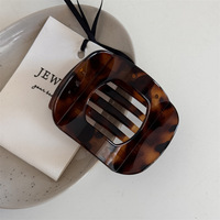 Grandes pinces à cheveux Rétro Simple Imprimé Léopard Ovale Boulette de Viande Grip Logo personnalisé Écaille de Tortue Couleur Pinces à cheveux