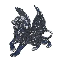 באיכות גבוהה ארוך משך מנוסים נצנצים שחור האריה עם כנף אפליקציות רקמת תיקון בגדים