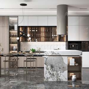 Modern Beige Acrylic Sheet Kitchen Cabinets <b>Small</b> Furniture Whole Set Mobile Home PVC Cuisine Unit MDF PU Lacquer Cabinets - Product Image 2