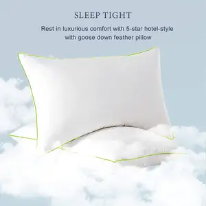 Bantal Tempat Tidur Tiga Lapis Empuk, Medium, Nyaman dengan Cangkang Katun 100% dan Bantal Bulu Angsa Berbulu Hijau