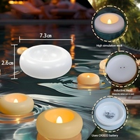 Bougies flottantes activées par l'eau en plastique écologique, LED réutilisable sans danger pour la décoration de mariage de piscine d'eau extérieure