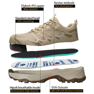 Chaussures de travail légères, chaussures de sécurité à la mode, bottes de travail à bout en acier, chaussures indestructibles, chaussures de protection anti-perforation pour hommes - Product Image 3