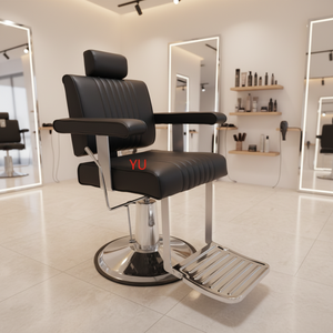 Fauteuil de Barbier Rotatif Moderne de Luxe Écologique 2026 avec Base Carrée Chromée et Pompe Hydraulique Robuste pour Salon de Beauté - Product Image 1