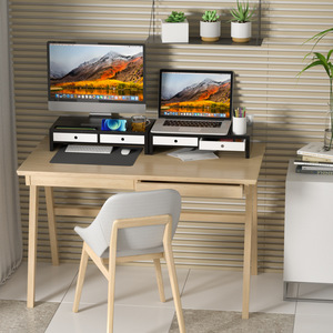 Soporte Rectangular para Monitor de Computadora, Elevador de Escritorio para Oficina con Almacenamiento para Teclado, Organizador Multiusos de 2 Niveles - Product Image 1