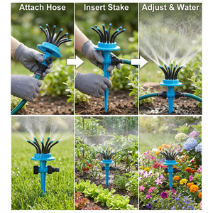 Aspersores de Agua Giratorios de 360 Grados, Herramienta de Riego Multiusos para Jardín con Estacas y Boquillas, Sistema de Aspersores para Enfriamiento de Patio - Product Image 5