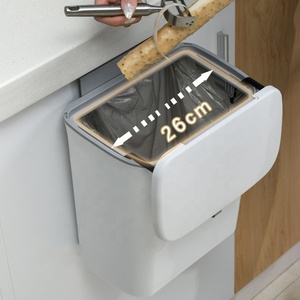 Grande armoire de rangement de cuisine de 9 <span class=keywords><strong>L</strong></span> <span class=keywords><strong>Poubelle</strong></span> montée sur porte Seau de rangement rond en plastique à dessus ouvert pour usage domestique - Product Image 4