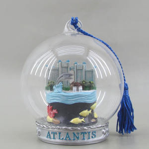 Design vide personnalisé <span class=keywords><strong>Globe</strong></span> d'eau en verre ornements d'arbre de Noël suspendus boule à neige cadeaux de vacances - Product Image 4