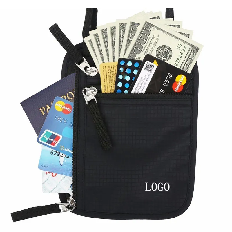 Waterproof RFID Money Belts RFID Neck Pouch Hidden undercover Travel wallet Passport holder RFID Bag