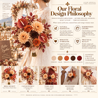 Corsage de poignet en terracotta pour l'automne, aspect mat séché, dahlia et rose artificielles, fleur de poignet de mariage vintage française faite à la main