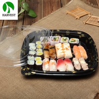 Maßgefertigte Quadratische Sushi-Party-Schale im Japanischen Stil aus Kunststoff mit Antibeschlag-Deckel
